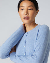 Load image into Gallery viewer, N.Peal Women&#39;s Round Neck Cashmere Cardigan Cornflower Blue
