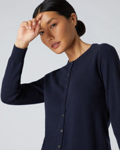 Load image into Gallery viewer, N.Peal Women&#39;s Olivia Round Neck Cashmere Cardigan Navy Blue
