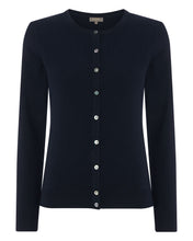 Load image into Gallery viewer, N.Peal Women&#39;s Olivia Round Neck Cashmere Cardigan Navy Blue

