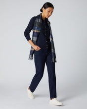 Load image into Gallery viewer, N.Peal Women&#39;s Olivia Round Neck Cashmere Cardigan Navy Blue
