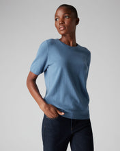 Load image into Gallery viewer, N.Peal Women&#39;s Round Neck Cashmere T Shirt Alpine Blue
