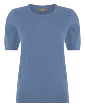 Load image into Gallery viewer, N.Peal Women&#39;s Round Neck Cashmere T Shirt Alpine Blue

