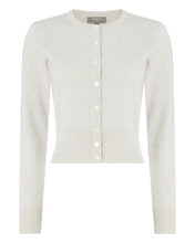 Load image into Gallery viewer, N.Peal Women&#39;s Long Sleeve Cropped Cashmere Cardigan With Lurex Ecru White Sparkle
