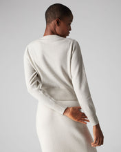 Load image into Gallery viewer, N.Peal Women&#39;s Long Sleeve Cropped Cashmere Cardigan With Lurex Ecru White Sparkle
