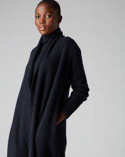 Load image into Gallery viewer, N.Peal Women&#39;s Vertical Rib Placket Cashmere Cardigan Navy Blue

