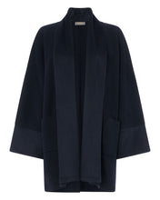 Load image into Gallery viewer, N.Peal Women&#39;s Woven Mix Oversized Cardigan Navy Blue

