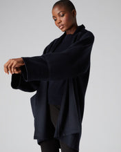 Load image into Gallery viewer, N.Peal Women&#39;s Woven Mix Oversized Cardigan Navy Blue
