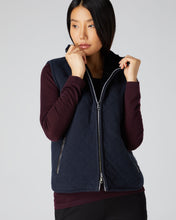 Load image into Gallery viewer, N.Peal Women&#39;s Shearling Diamond Padded Gilet Navy Blue
