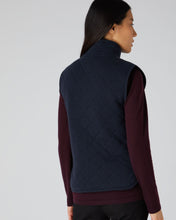 Load image into Gallery viewer, N.Peal Women&#39;s Shearling Diamond Padded Gilet Navy Blue
