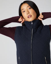 Load image into Gallery viewer, N.Peal Women&#39;s Shearling Diamond Padded Gilet Navy Blue
