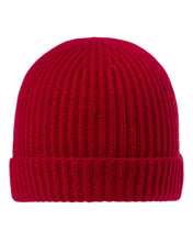 Load image into Gallery viewer, N.Peal Unisex Ribbed Cashmere Hat Ruby Red
