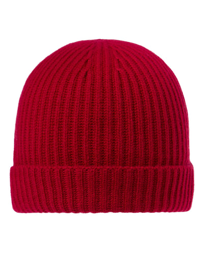 N.Peal Unisex Ribbed Cashmere Hat Ruby Red