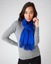 Load image into Gallery viewer, N.Peal Unisex Large Woven Cashmere Scarf Cobalt Blue
