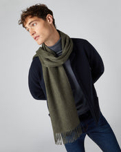 Load image into Gallery viewer, N.Peal Unisex Large Woven Cashmere Scarf Moss Green
