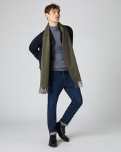 Load image into Gallery viewer, N.Peal Unisex Large Woven Cashmere Scarf Moss Green
