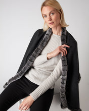 Load image into Gallery viewer, N.Peal Women&#39;s Cashmere Scarf With Fur Trim Dark Charcoal Grey
