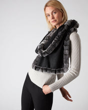 Load image into Gallery viewer, N.Peal Women&#39;s Cashmere Scarf With Fur Trim Dark Charcoal Grey
