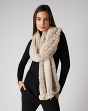 Load image into Gallery viewer, N.Peal Women&#39;s Cashmere Scarf With Fur Trim Heather Beige Brown
