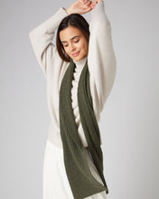 Load image into Gallery viewer, N.Peal Unisex Short Ribbed Cashmere Scarf Moss Green
