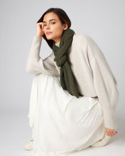 Load image into Gallery viewer, N.Peal Unisex Short Ribbed Cashmere Scarf Moss Green
