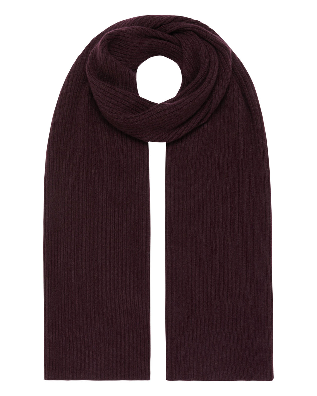 N.Peal Unisex Short Ribbed Cashmere Scarf Plum Purple
