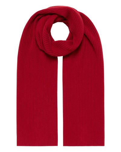 N.Peal Unisex Short Ribbed Cashmere Scarf Ruby Red