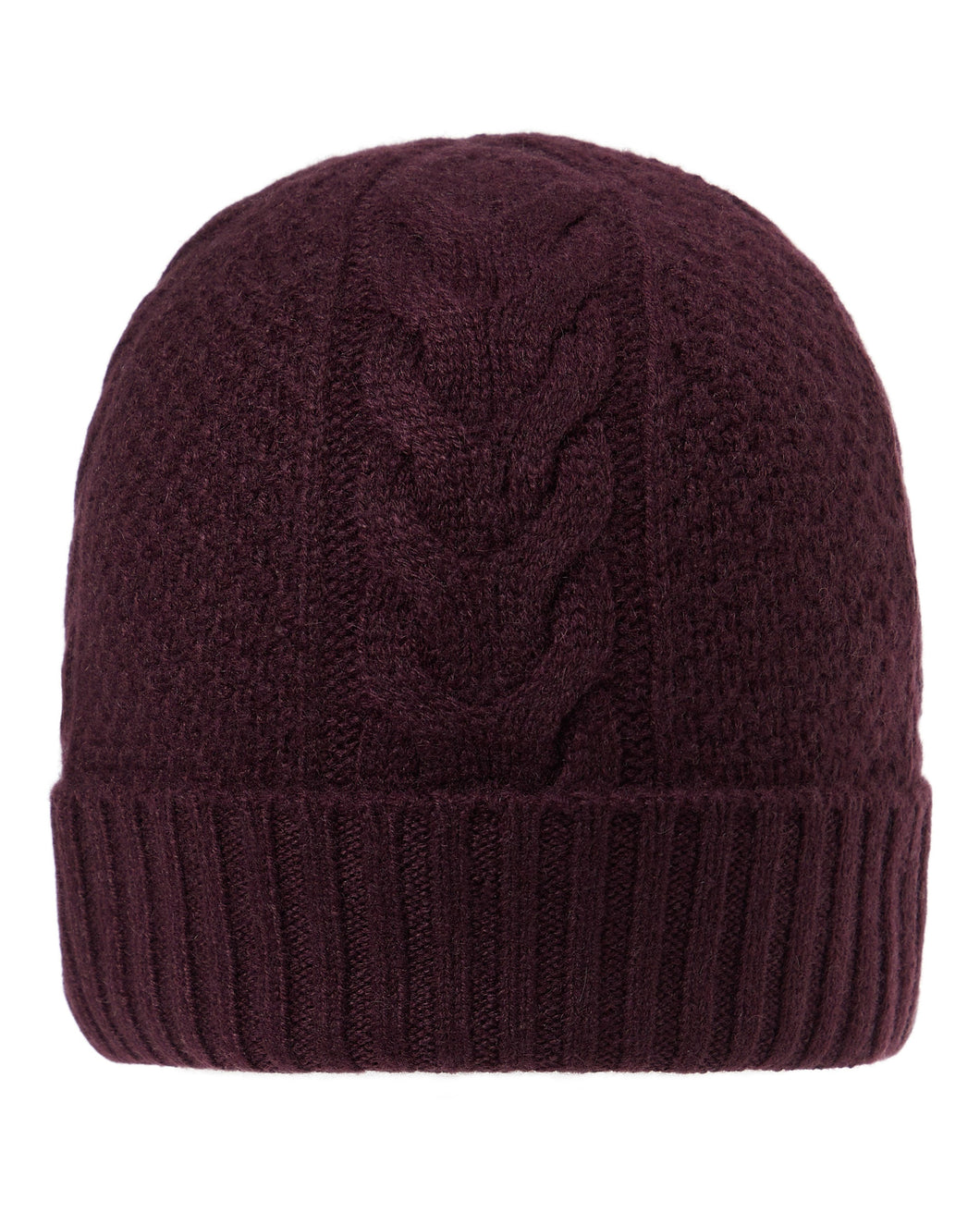 N.Peal Women's Cable Cashmere Hat Plum Purple