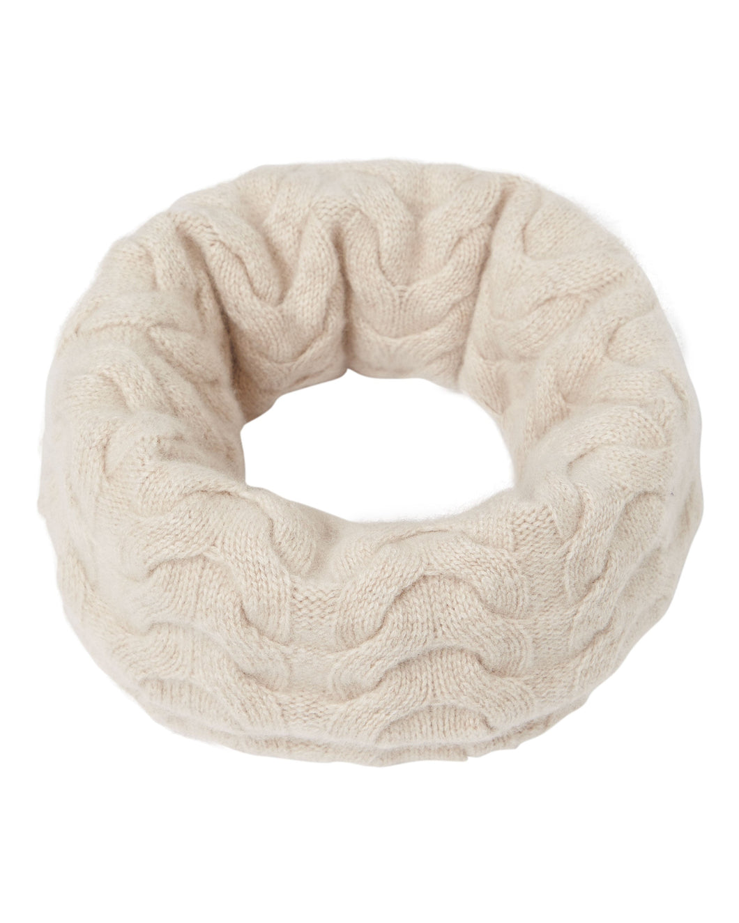 N.Peal Unisex Cable Cashmere Snood Heather Beige Brown