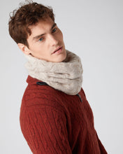 Load image into Gallery viewer, N.Peal Unisex Cable Cashmere Snood Heather Beige Brown
