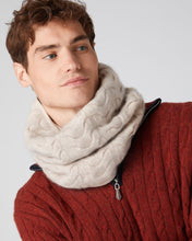 Load image into Gallery viewer, N.Peal Unisex Cable Cashmere Snood Heather Beige Brown
