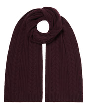 Load image into Gallery viewer, N.Peal Women&#39;s Wide Cable Cashmere Scarf Plum Purple
