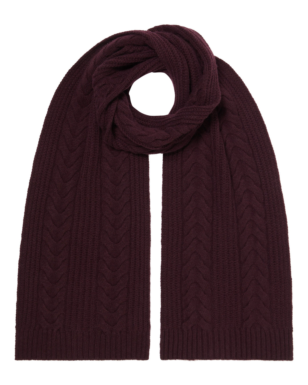 N.Peal Women's Wide Cable Cashmere Scarf Plum Purple