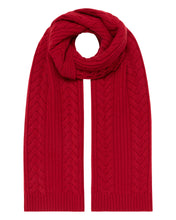 Load image into Gallery viewer, N.Peal Women&#39;s Wide Cable Cashmere Scarf Ruby Red

