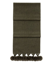 Load image into Gallery viewer, N.Peal Women&#39;s Fur Bobble Woven Cashmere Scarf Moss Green
