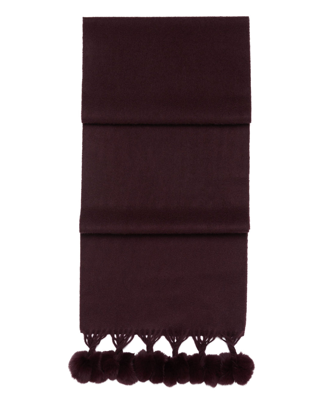 N.Peal Women's Fur Bobble Woven Cashmere Scarf Plum Purple