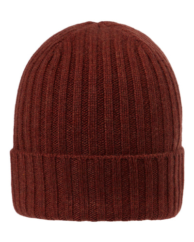 N.Peal Unisex Chunky Ribbed Cashmere Hat Copper Orange