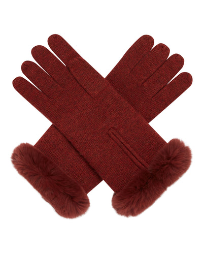 N.Peal Women's Fur And Cashmere Gloves Copper Orange