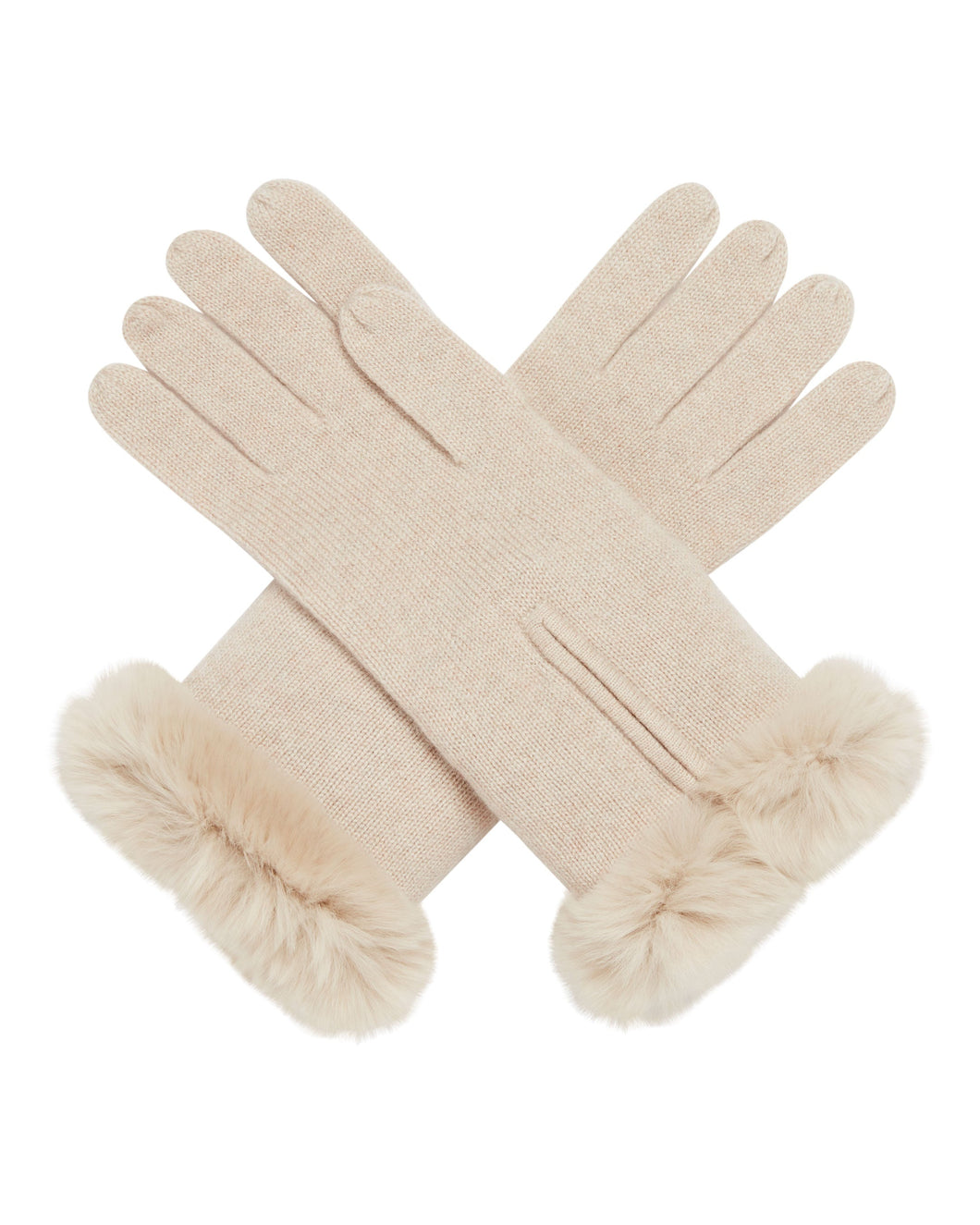 N.Peal Women's Fur And Cashmere Gloves Heather Beige Brown
