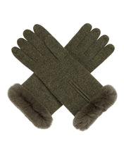 Load image into Gallery viewer, N.Peal Women&#39;s Fur And Cashmere Gloves Moss Green
