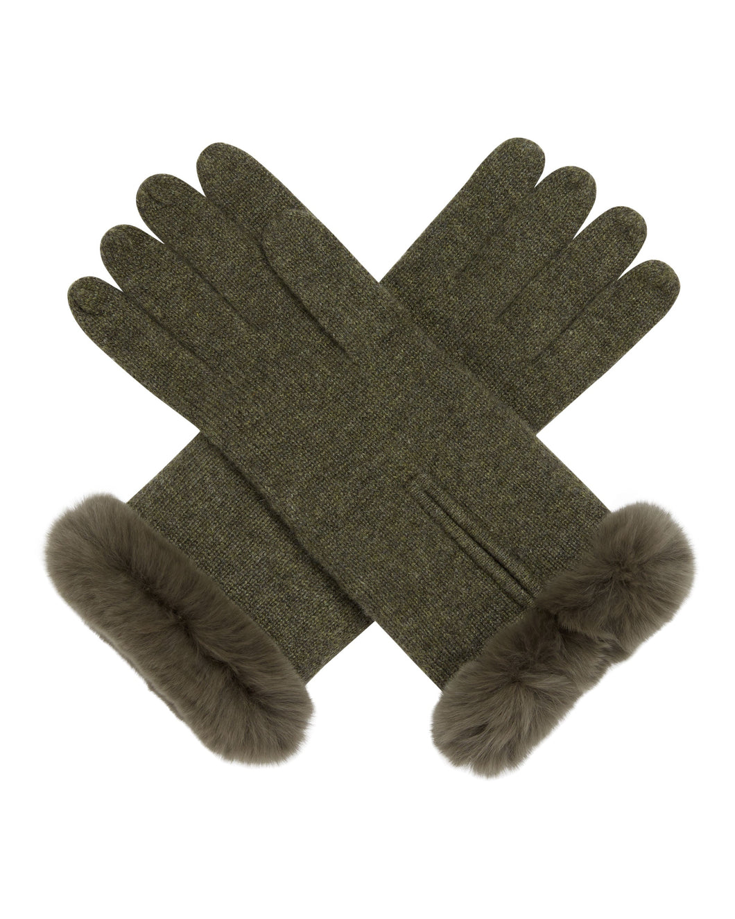 N.Peal Women's Fur And Cashmere Gloves Moss Green