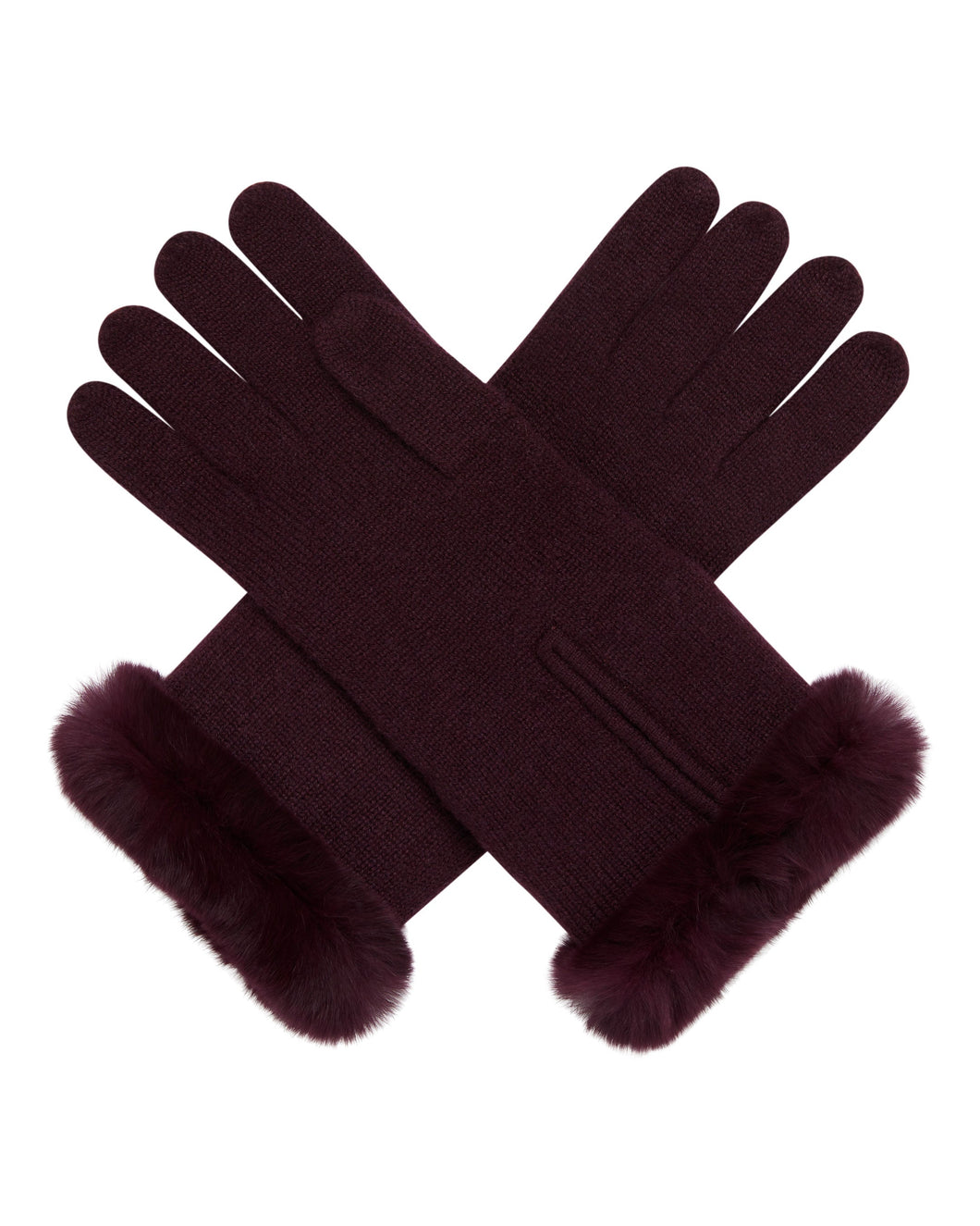 N.Peal Women's Fur And Cashmere Gloves Plum Purple