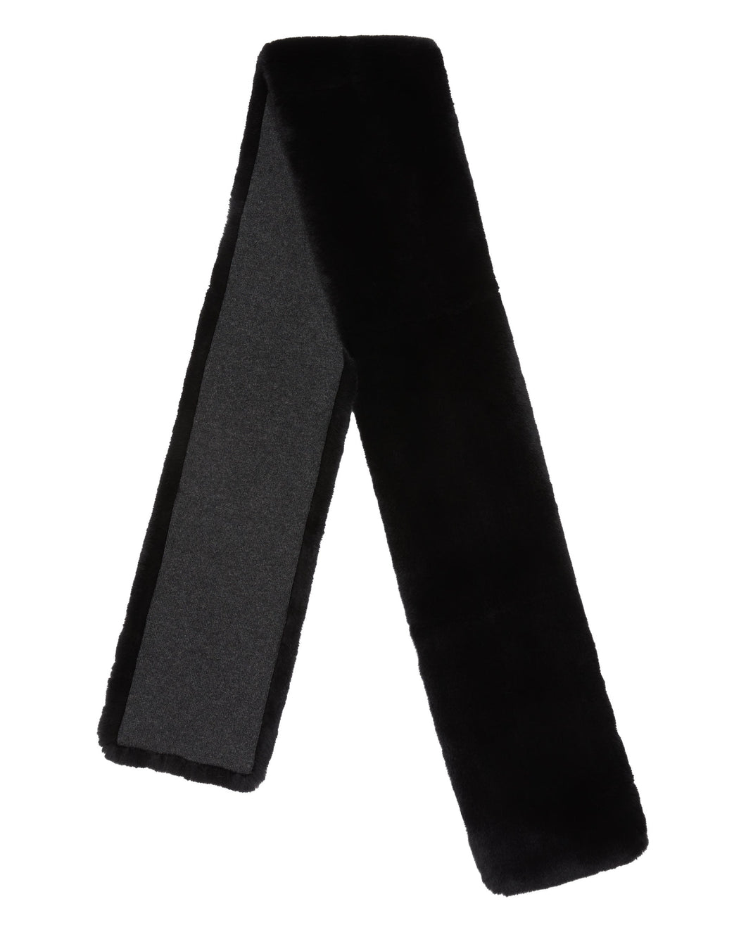 N.Peal Unisex Long Fur Scarf Dark Charcoal Grey