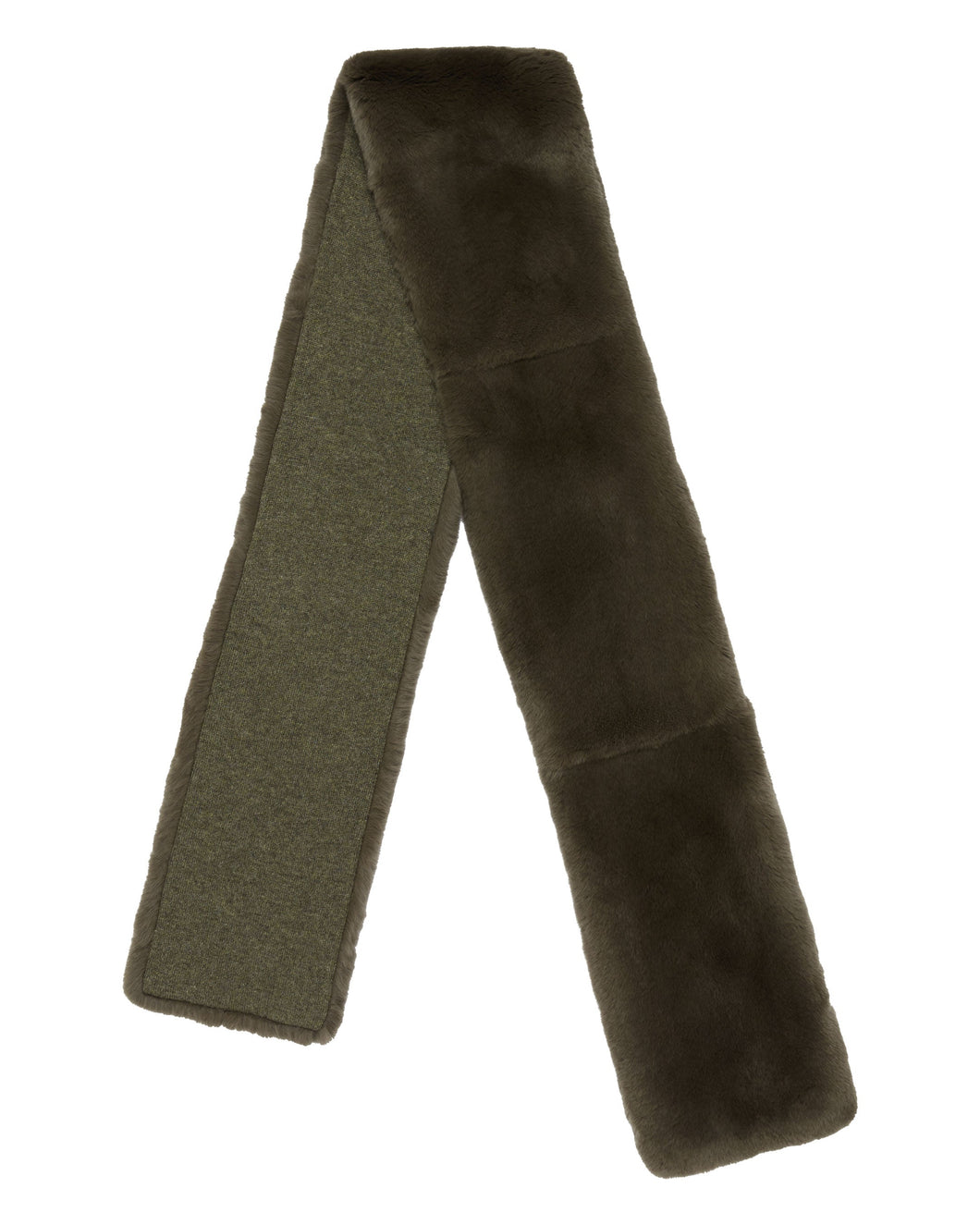N.Peal Unisex Long Fur Scarf Moss Green