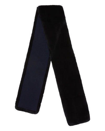 N.Peal Unisex Long Fur Scarf Navy Blue