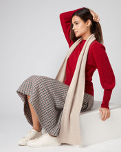 Load image into Gallery viewer, N.Peal Unisex Ribbed Cashmere Scarf Heather Beige Brown
