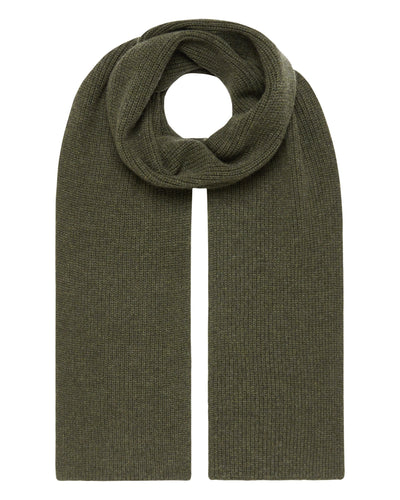 N.Peal Unisex Ribbed Cashmere Scarf Moss Green