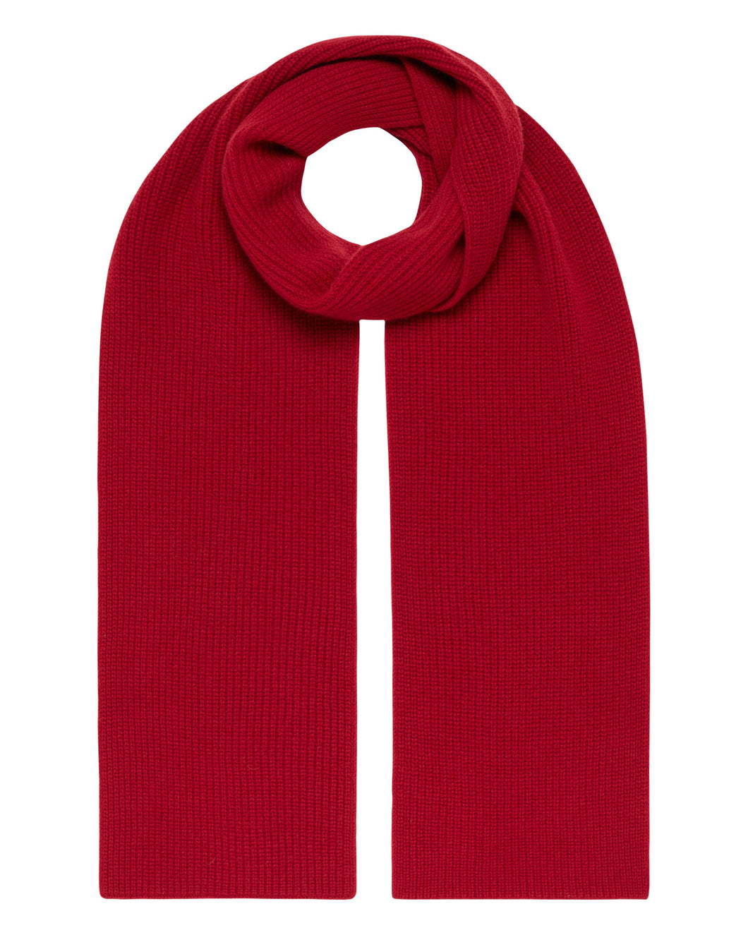 N.Peal Unisex Ribbed Cashmere Scarf Ruby Red