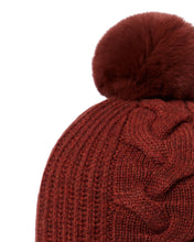 Load image into Gallery viewer, N.Peal Women&#39;s Fur Bobble Cable Hat Copper Orange
