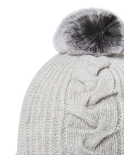 Load image into Gallery viewer, N.Peal Women&#39;s Fur Bobble Cable Hat Fumo Grey
