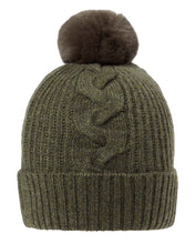 Load image into Gallery viewer, N.Peal Women&#39;s Fur Bobble Cable Hat Moss Green
